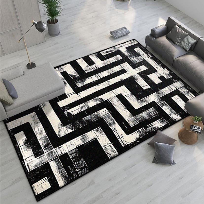 Abstract Easy Clean Carpet French Style Decoration Home Living Room Sofa Area Rugs Non-slip Bedroom Cloakroom Entrance Floor Mat