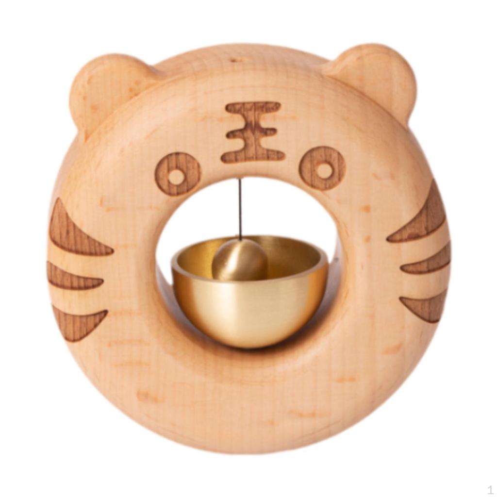 Shopkeepers Bell Welcome Wind Chime Rustic Decorative Small Brass Wood Doorbell for Home Barn