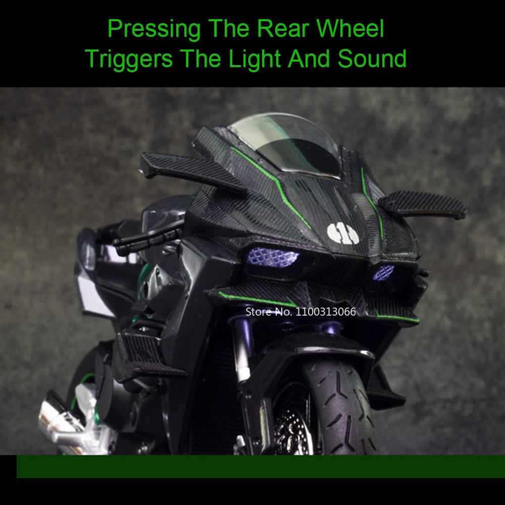 1:12 Kawasaki Ninja H2R Diavel Motorcycles Toy Car Model Light Sound Shock Absorption Miniature Vehicle for Child Birthday Gifts