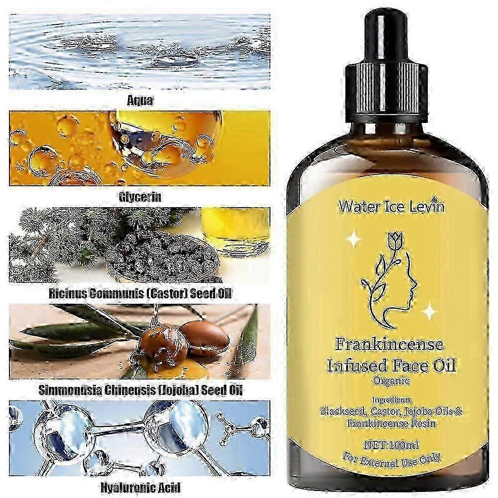 Frankincense Resin Facial Oil with Castor & Jojoba Oils, Anti-Wrinkle Moisturizer Cold Pressed Serum, Natural Skincare Hydrates & Nourishes Skin