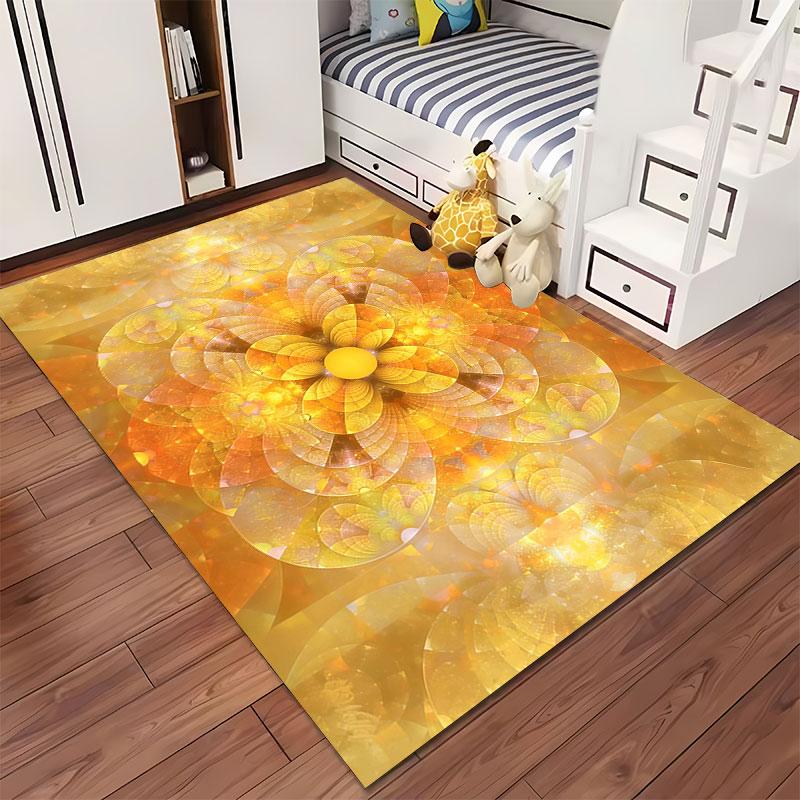 Golden Mandala Abstract Carpet suitable as a non-slip mat for the living room or bedroom sofa