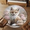 1pc Fox Flowers Round Chair Mat Area Rug - Non-Slip, Floor Mat for Office, Bedroom, and Indoor Decor-1002323
