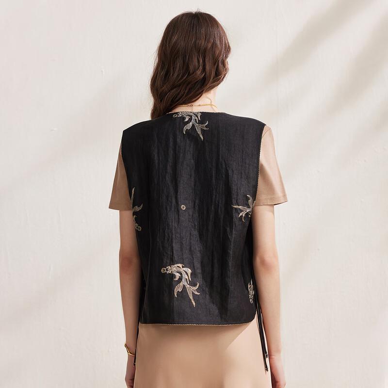Zhaojun Women's Mulberry Silk New Chinese Style Embroidered Vest