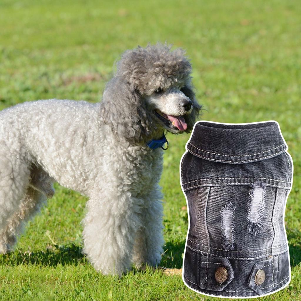 Denim Vest Jacket T-Shirt Cute Puppy Clothes, Comfortable Cool Clothing For Small Dogs