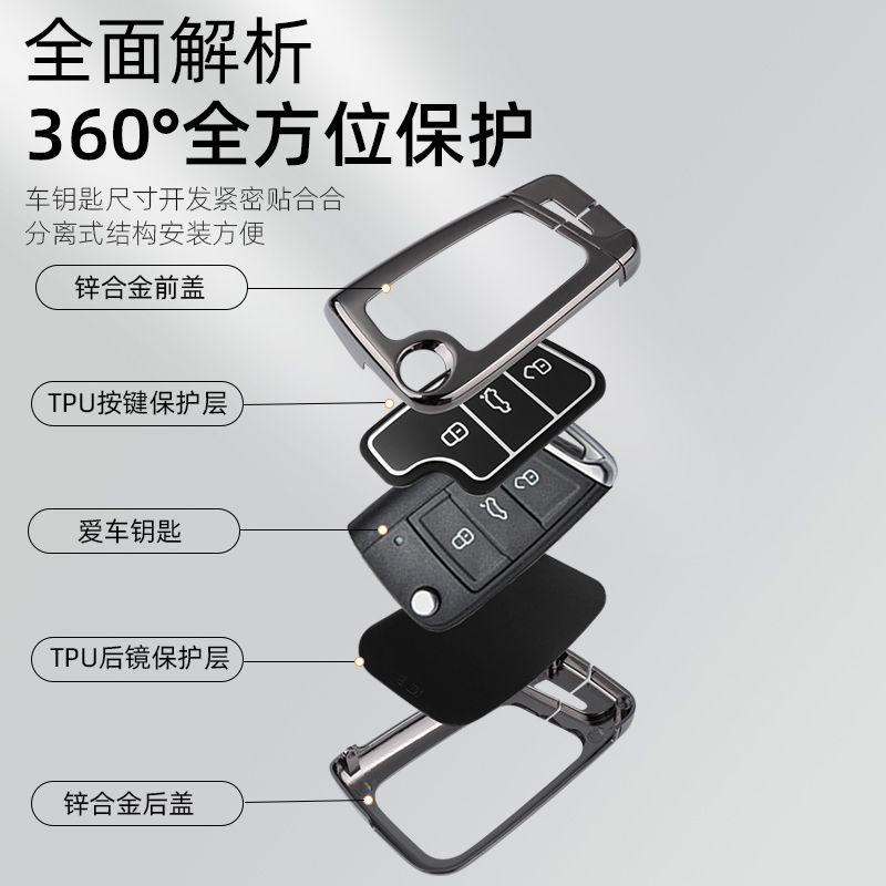 AEU1 For Skoda Octavia Kodiaq Karoq Protector Key chain Accessories Zinc Alloy Leather Car Remote Key Case Fob Cover Holder Shell