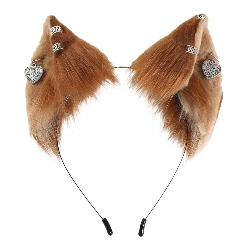 Realistic Cosplay Foxes Ears Hairband Lightweight Headband Comfortable Design For Halloween Stage Performances Daily Use