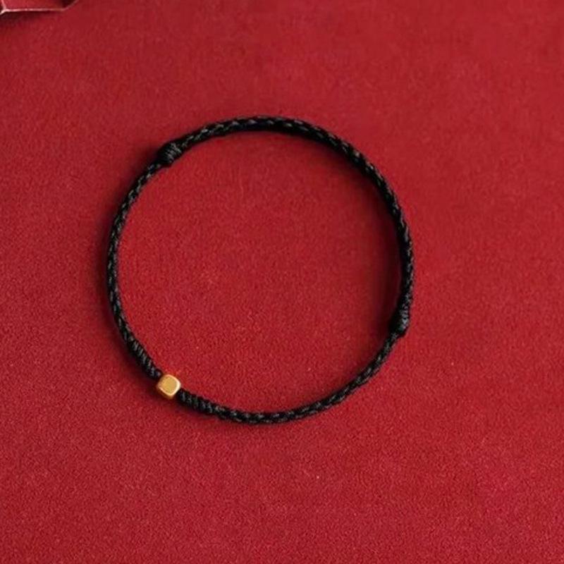 Pure Gold 999 Zodiac Red String Bracelet with Luck Beads for Baby's Full Moon or New Year