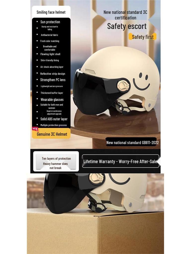 Certified Electric Vehicle Helmet: Unisex Summer & All-Season Battery-Compatible Motorcycle Helmet