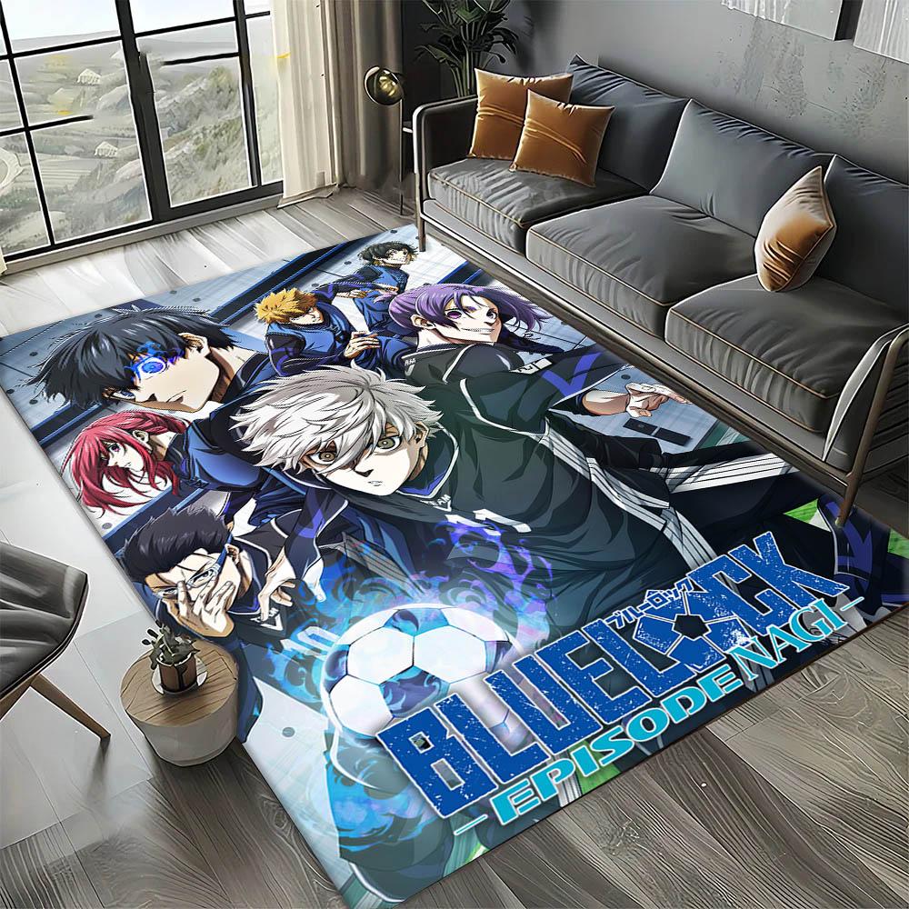Dywanik Artystyczny 3D B-Blue L-Lock Japońskie Anime do Wystroju Pokoju Kanapy Boże Narodzenie Halloween Prezenty Dywanik do Strefy Gier Mata Podłogowa Antypoślizgowa