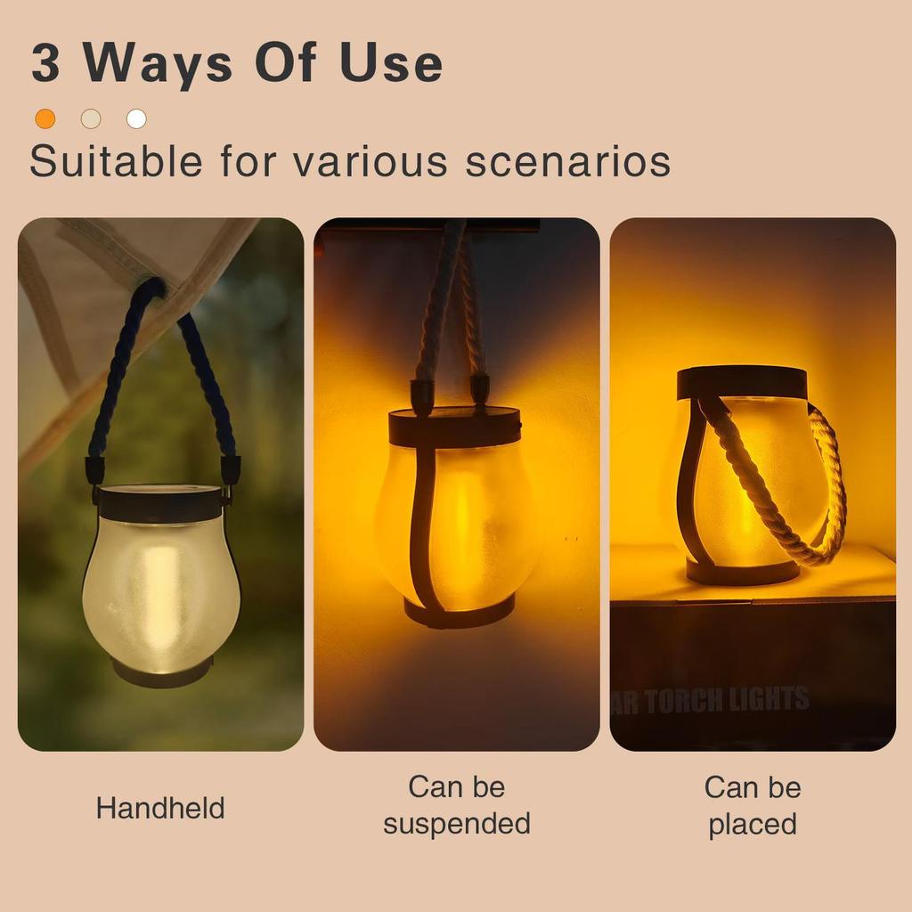 Second Gen USB-Rechargeable Solar Flame Lantern for Garden & Camping