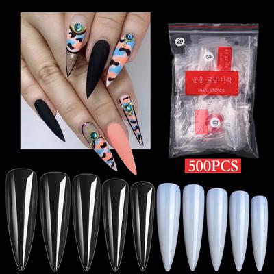 500 künstliche Nägel in einer Tüte, Nagelpads für Nagelstudios, Nagelpads mit natürlichen Nagelstudio-Spitzen sind auf Lager