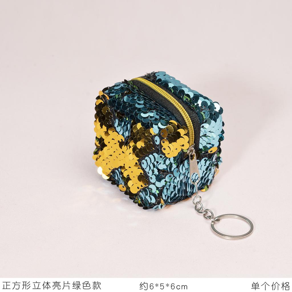 New Creative Sequin Square Three-dimensional Mini Coin Bag Lightweight and Portable Ladies' Key Bag