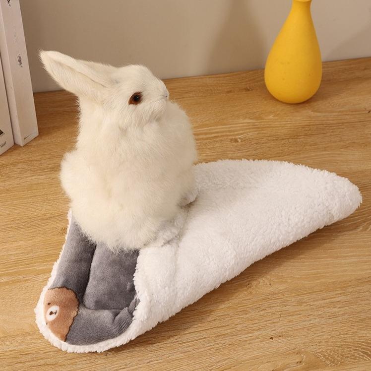 Small Pet Flannel Cage Mat Double Sided Warm Winter Sleeping Cushion Pad for Rabbit Bunny Cat Puppy
