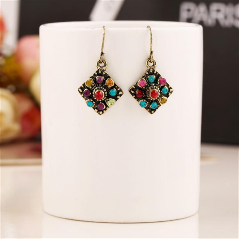 

Богемные серьги с цветными бриллиантами для женщин - Европейский и американский ретро-стиль