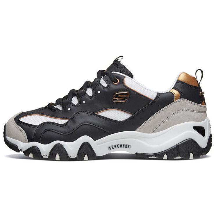 Skechers DLites 2.0 Comfortable Low-Top Dad Shoes Men sneakers Black Gold 666106-BKGD 39.5