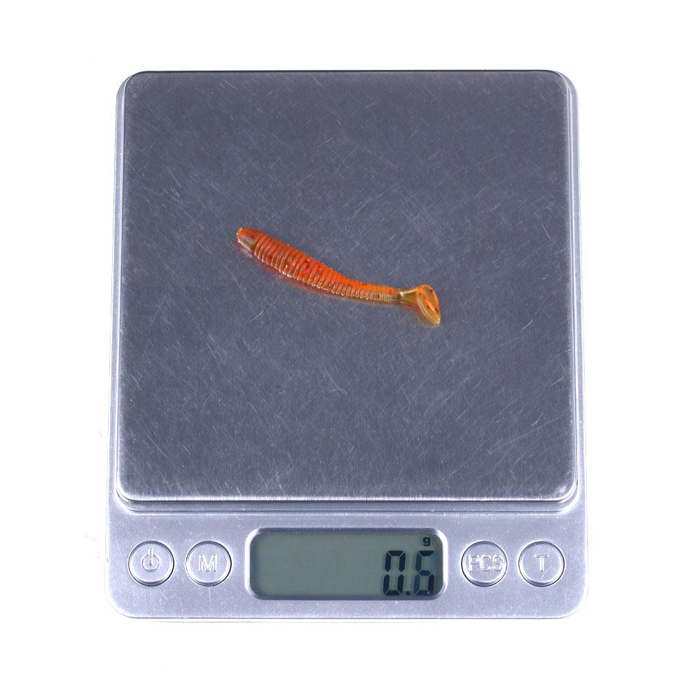 1 PACK 5,5cm 0,6g 50 Stück/Beutel Künstlicher Weichplastik-Wurmköder mit Paddelschwanzköder