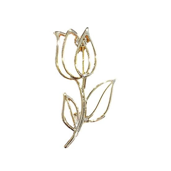 Broche de Aleación para Mujer Forma de Flor de Rosa Hueca Pin de Solapa Trajes Abrigos Bolsos Bufandas Insignia Accesorio Versátil
