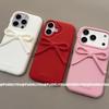 Solid Color Silicone Bow Phone Case for iPhone 16 Pro Max, Apple 13/14, Cute for Women
