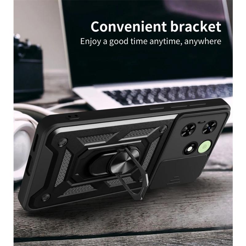 For Tecno Spark GO 2024 Case Slide Camera Protect Phone Cases For Tecno Spark 20 20C Pop 8 Magnetic Ring Stand Armor Back Cover