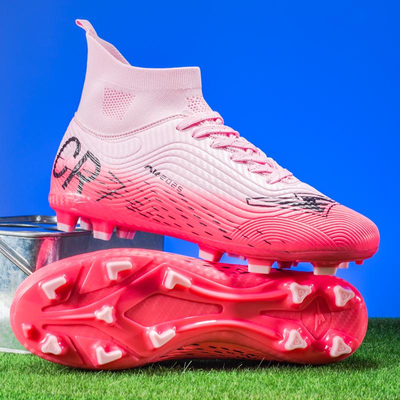 Pink Soccer Shoes Men Kids Professional Society Original Football Boots Outdoor Non-Slip Futsal Trainning Sneakers Size 33-46