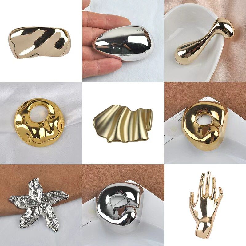 European and American Fashion Wavy Pattern Irregular Brooch High-End Simple Versatile Coat Niche Metal Pin Clothing Accessories