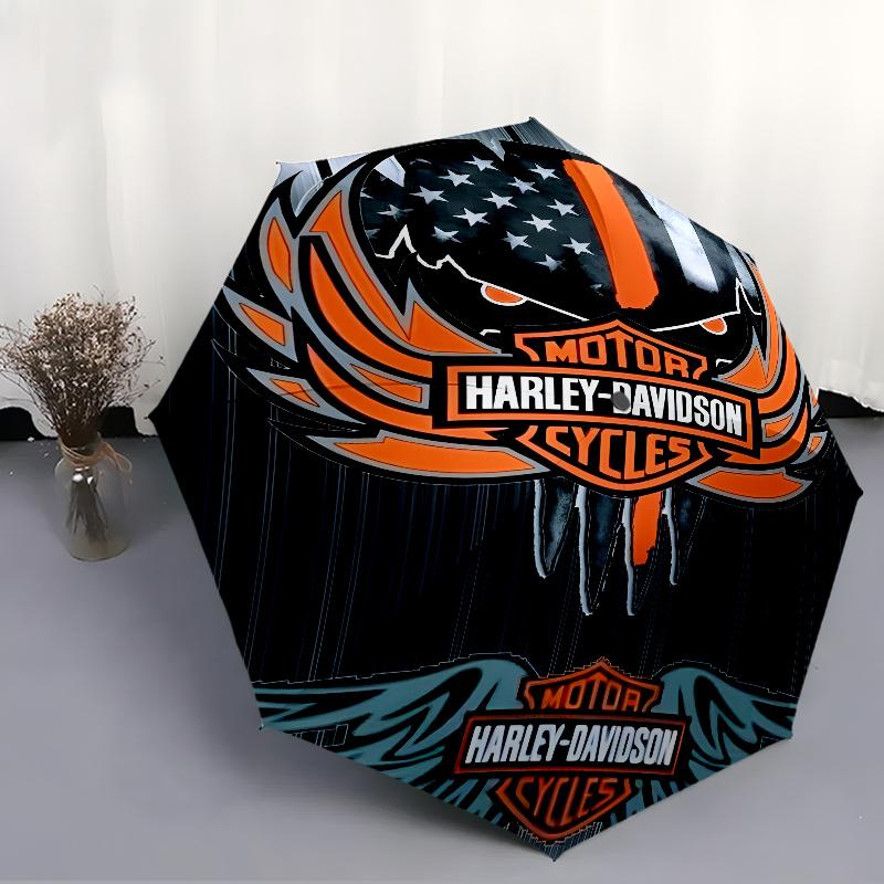 1pc Harley-Davidson Umbrella, Sun Protection, And UV Shielding. It Has Eight Sturdy Ribs for Outdoor Use And Perfect As a Holiday Gift