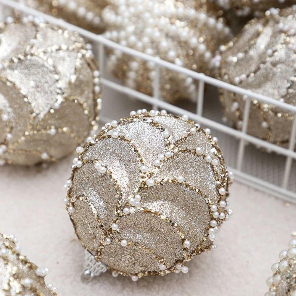 8CM Hanging Balls Foam Sequined Shiny Ball New Year Christmas Tree Decor