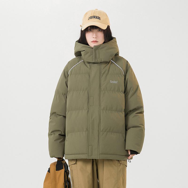 Padded-on Men's Coat Winter Cold-proof Padded Clothes Hooded New Youth Padded Jacket Couple Thickened