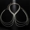 Stylish U Shape Layer Fringe Chest Necklace In Gold And Silver For Wedding Party And Cosplay Outfits