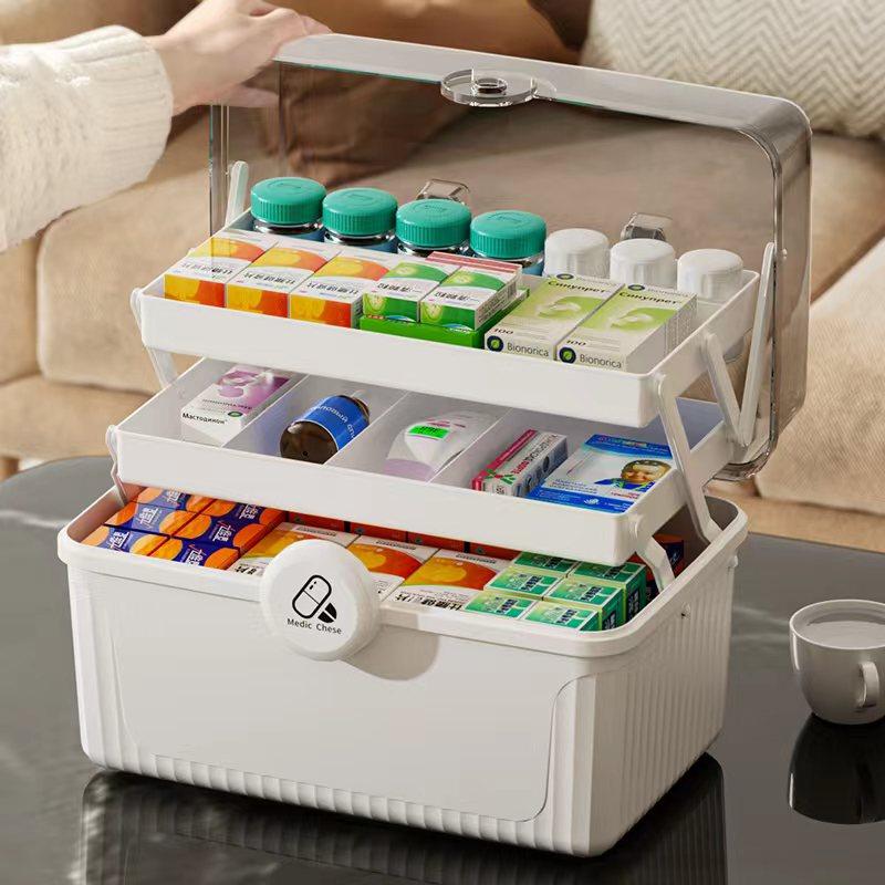 3 Layers Large Capacity Family Medicine Organizer Storage Box Portable First Aid Kit Medicine Container Emergency Pharmacy Box