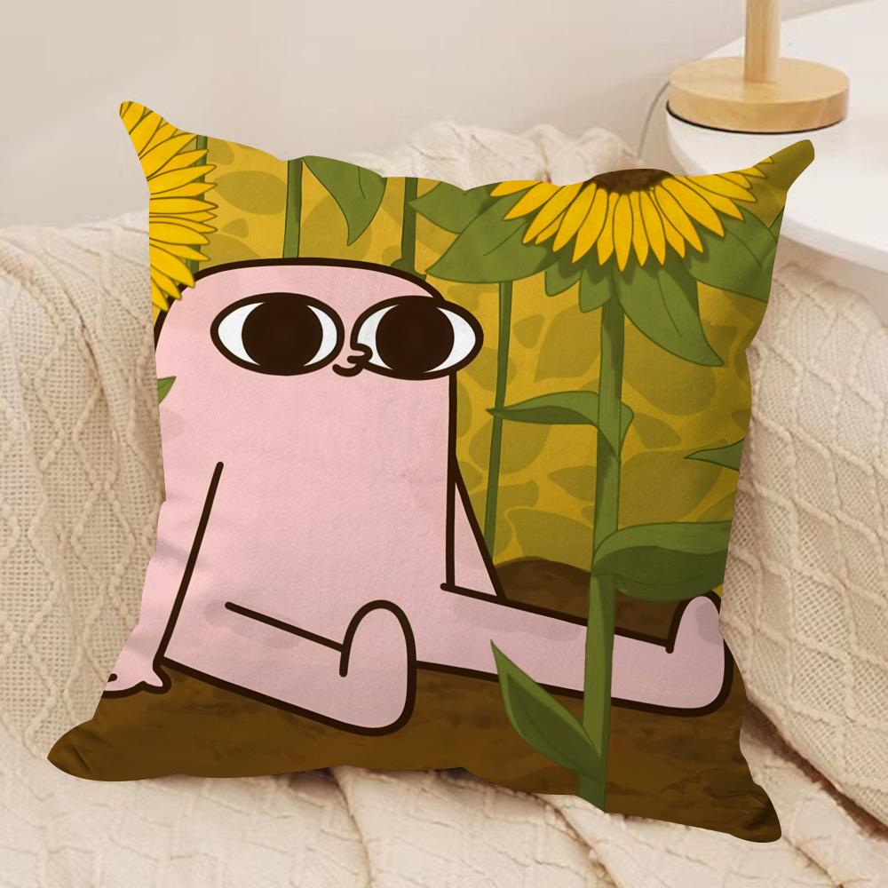 FUNNY Cartoon KKETNIPZ Cushion Cover Silky Short Plush Invisible Zipper Dustproof Sofa Pillow Case for Home Decor