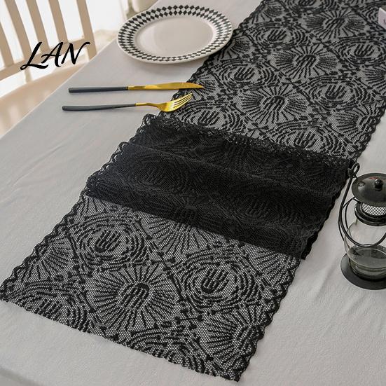 Gothic Spider Table Runner Cobweb Lace Runner, Black Web Covers for Parties Halloween Dining Table, Holiday Home Decor Vintage Overlay