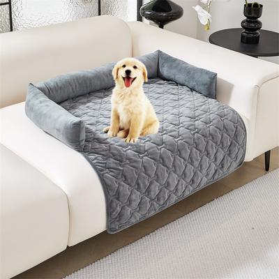 Thick Plush Pet Dog Bed Blanket Mat Dog Sofa Couch Slipcover Pet Pad with Neck Pillow Washable Cat Calming Nest for Travel Home