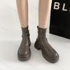 Women Boots 2026 Autumn Round Toe Platform Thick Bottom Zipper Fashion Ankle Boots Retro British Wedges High Top Short Boots