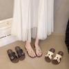 Flat bottom one word summer new retro versatile one pedal seaside slippers beach cool slippers