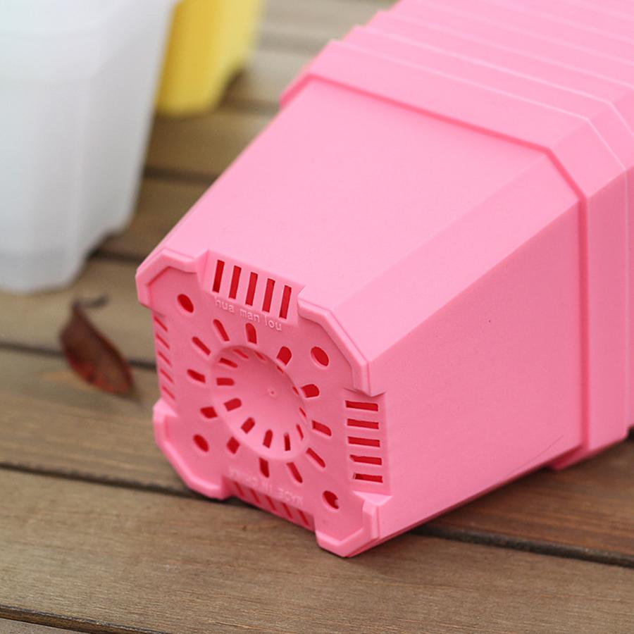 6pcs 7cm Plastic Square Flower Plant Pots with Tray Nursery Pot for Succulent Plant Home Office Desktop Gardening Balcony Decor
