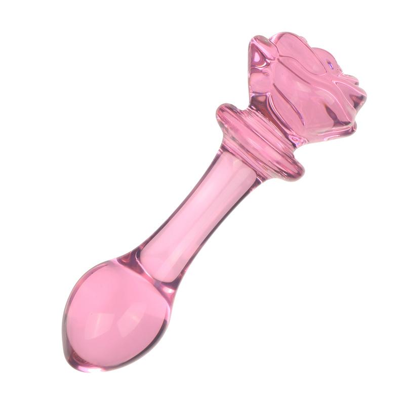 Anal masturbation Glass anal plug pink Four beads pull bead Rose 3.5cm BDSM SM Sex Toys unisex Gay' Anal Expansion Massage Thread