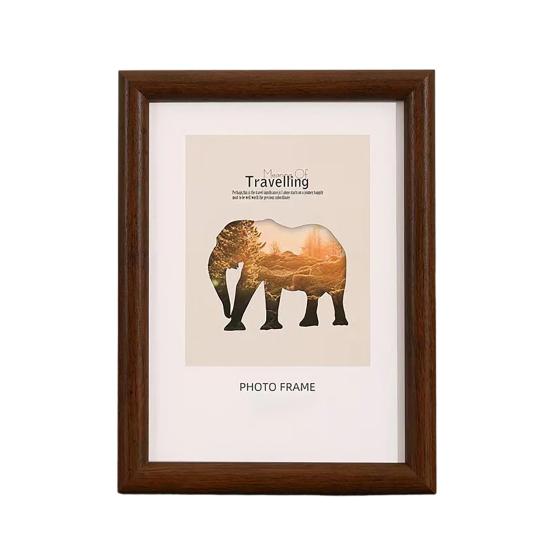 Photo Frame Rectangular Picture Frame for Wall Mounting or Tabletop Display Standing Desktop Wood Photo Frame with Clear Cover