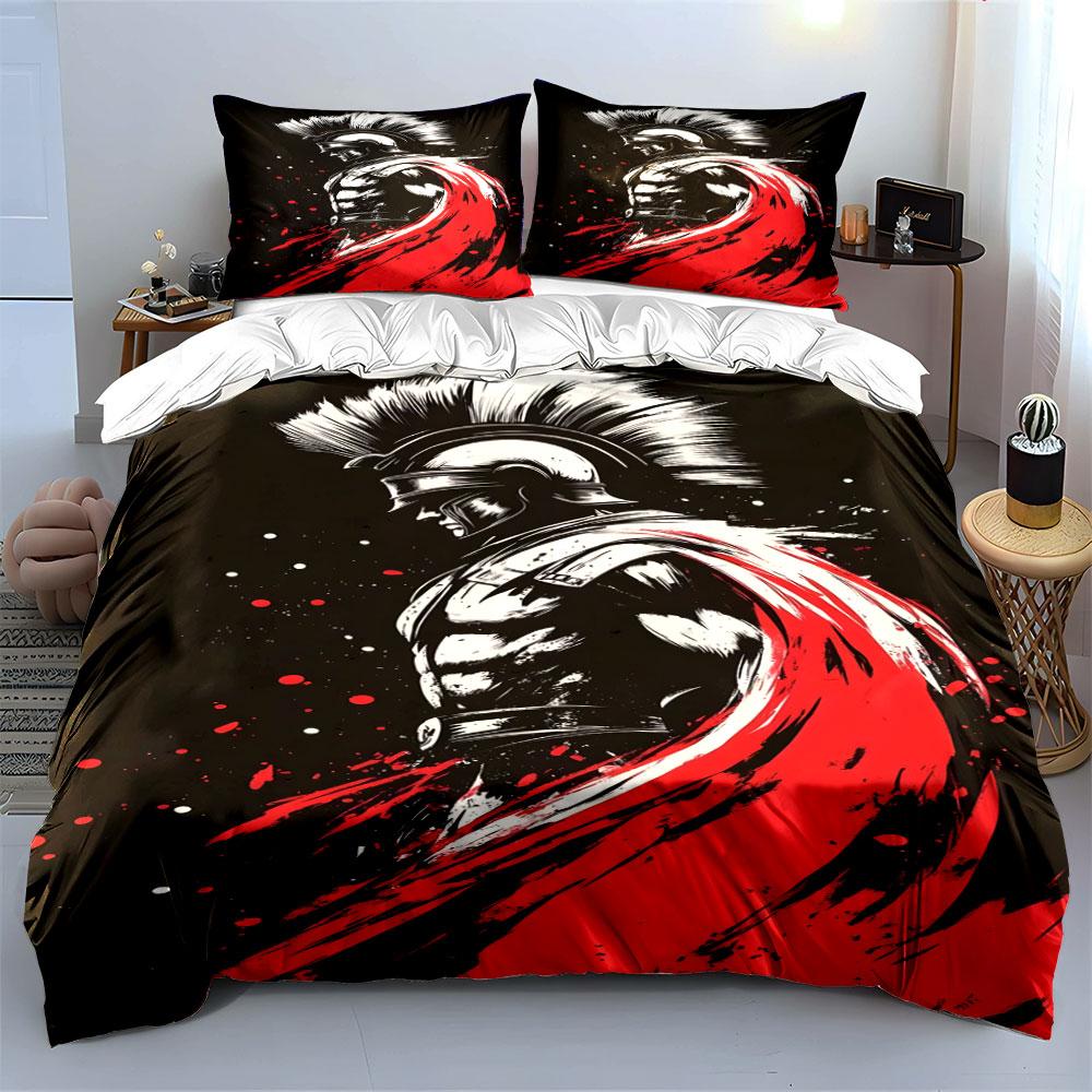 Spartan Warrior with Cape. Bedding Sets Duvet Cover Sets Duvet Covers Pillowcases(1*Duvet Cover 2*Pillowcases Without Duvet Insert)