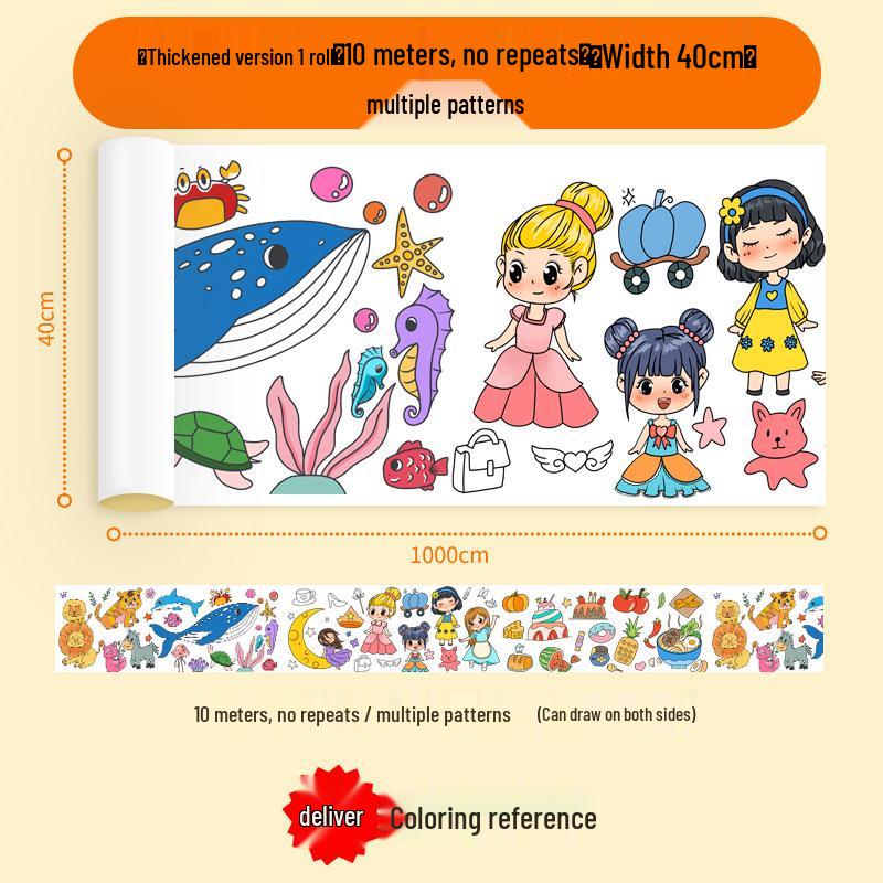 Kids' Doodle Coloring Scroll Paper for Drawing and Painting
