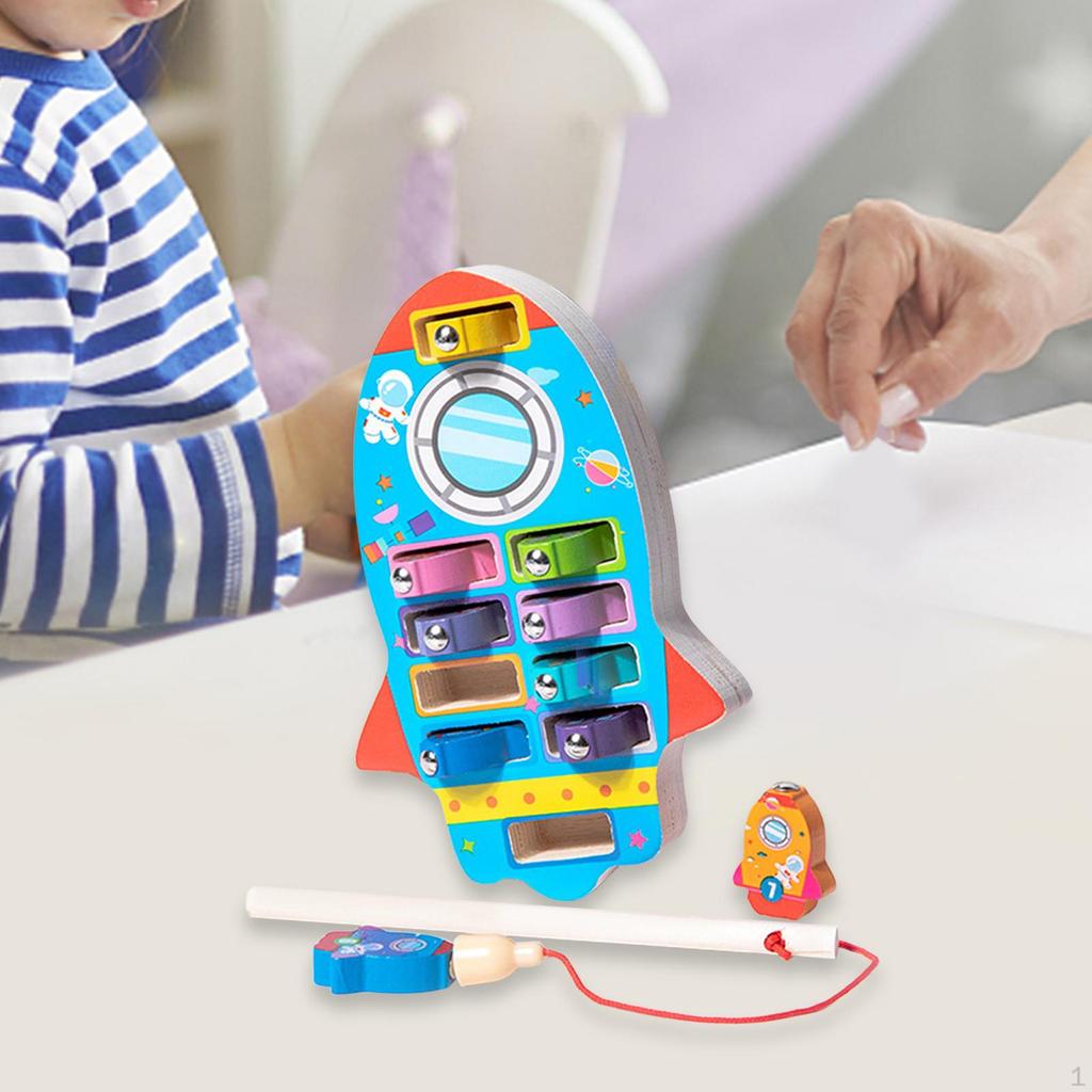 Magnetic Wooden Fishing Game Learning Preschool for Kids Children Boys Girls Dinosaur