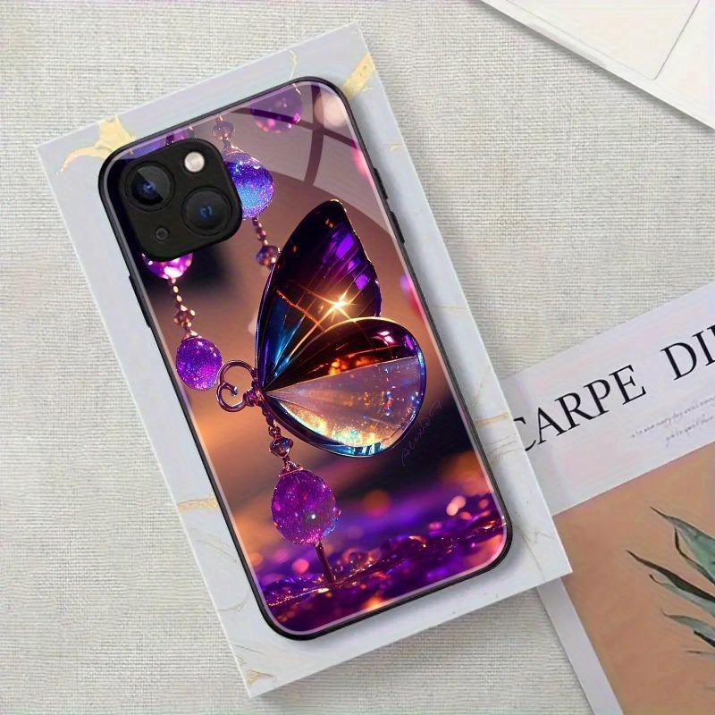 Tvrzené sklo na telefon s motivem křišťálového motýla Pro iPhone 17 Pro Max 11 12 13 14 15 16 Pro 17Air 16E 7 8 Plus XR XS X Kryt