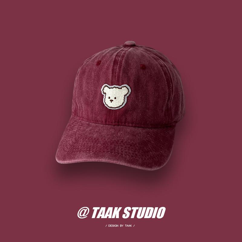 Embroidered Cute Bear Baseball Cap For Men And Women Adjustable Street Hats