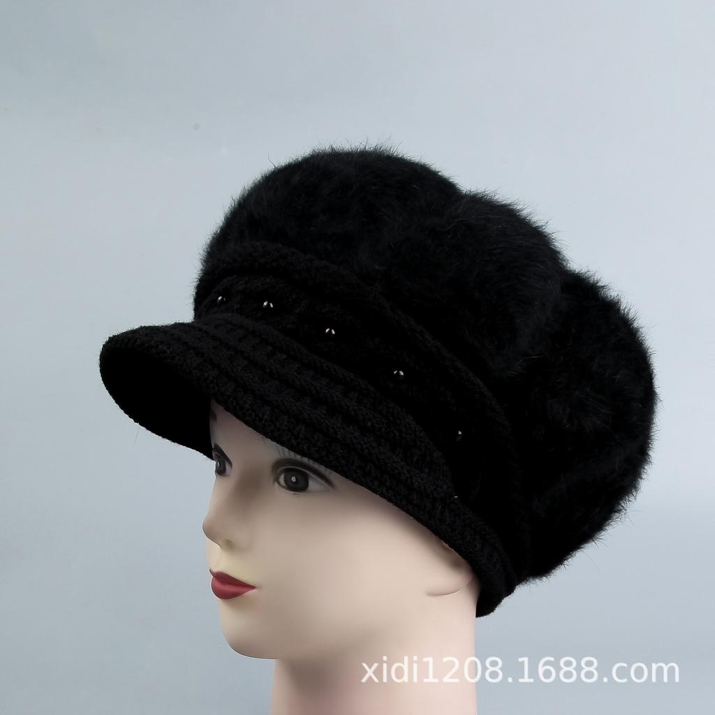 In the elderly hat women winter thickened wool hat old man hat mother rabbit hair knitted hat grandma warm cotton hat