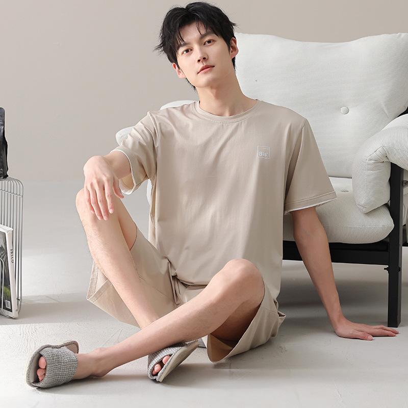Men's pajamas men's summer 1011 new modal cotton short-sleeved large-size boys' summer simple loungewear