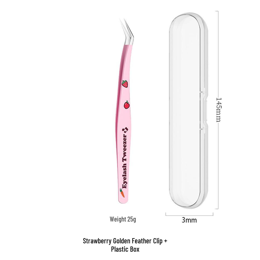 Non-stick Tweezers for False Eyelashes - Beginner & Professional Lash Artist Tool, Golden Feather Clip