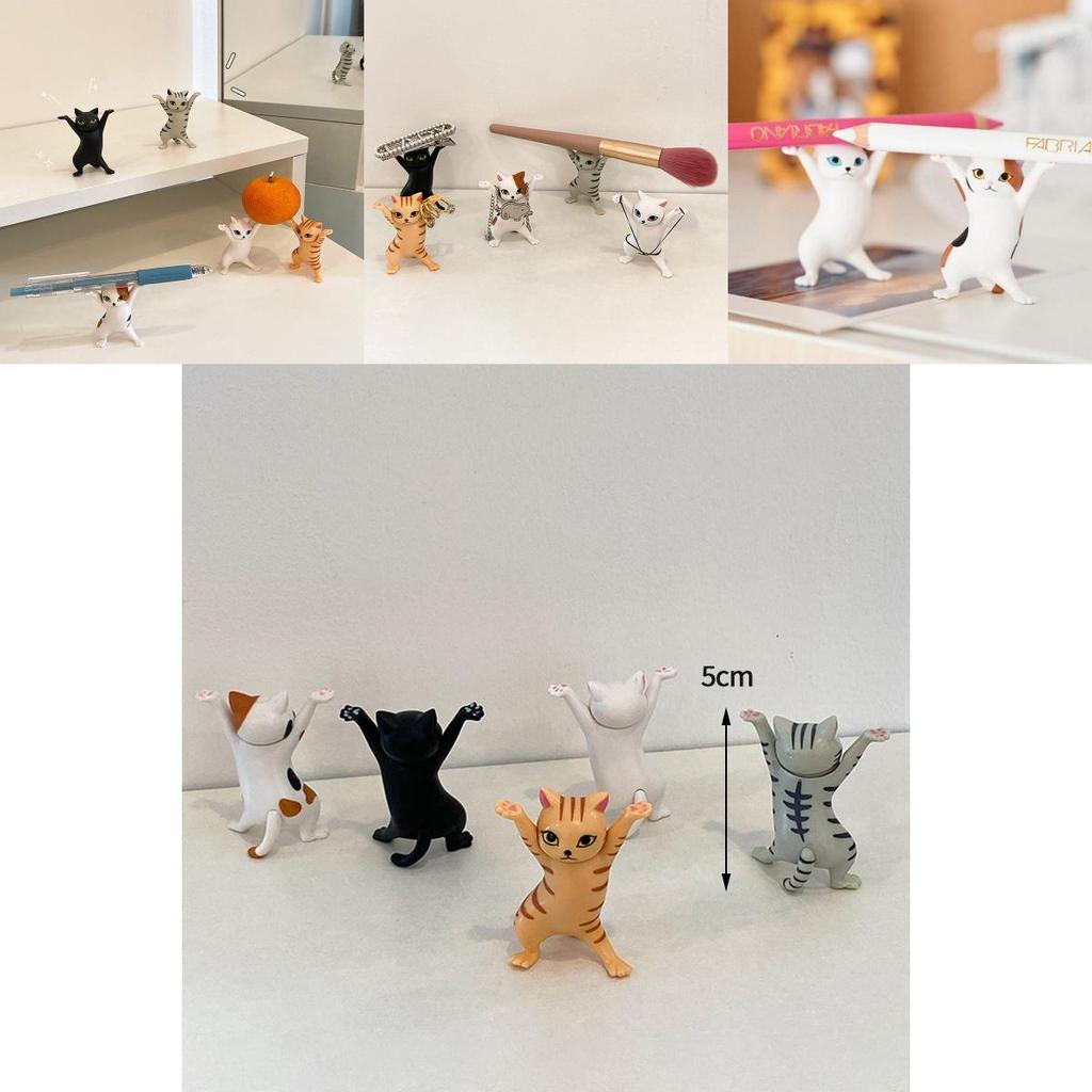 Charming Cat Figure Pen Holder Jewelry Stand And Earphone Support In Sturdy Pvc Material