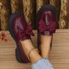 Women's Plus Size Slip-On Loafers, Thick Sole Mid Heel Casual Flats