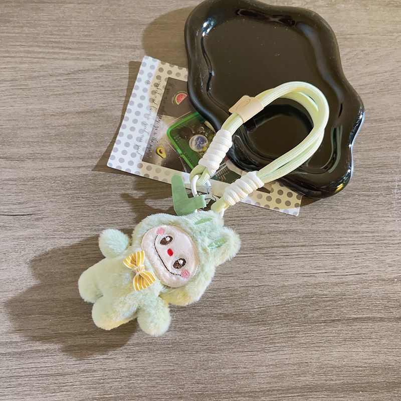 Cartoon Pink Canvas Doll Pendant with Hanging Rope Keychain Hanging Chain for Women