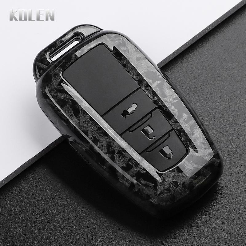 Housse Coque pour Télécommande de Voiture Style Fibre de Carbone ABS Compatible avec Toyota Prius Camry Corolla C-Hr Chr Rav4 Prado Accessoire d'Intérieur de Voiture de Qualité Supérieure